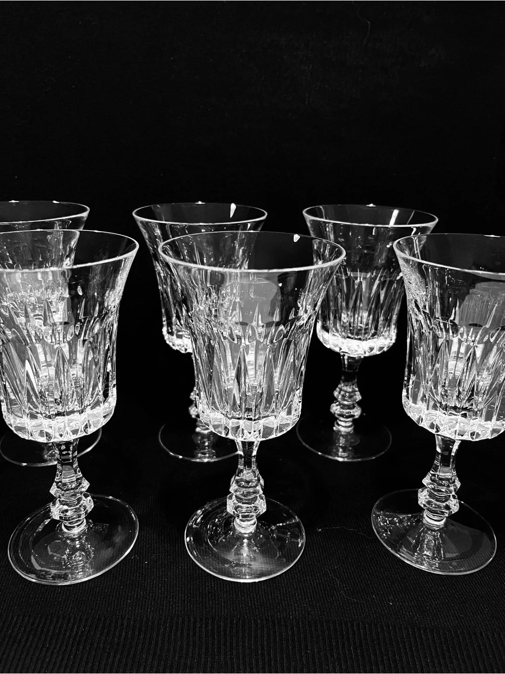 Gorham Crystal De Medici Pattern Set of 6 Crystal Water Goblets 7.25”